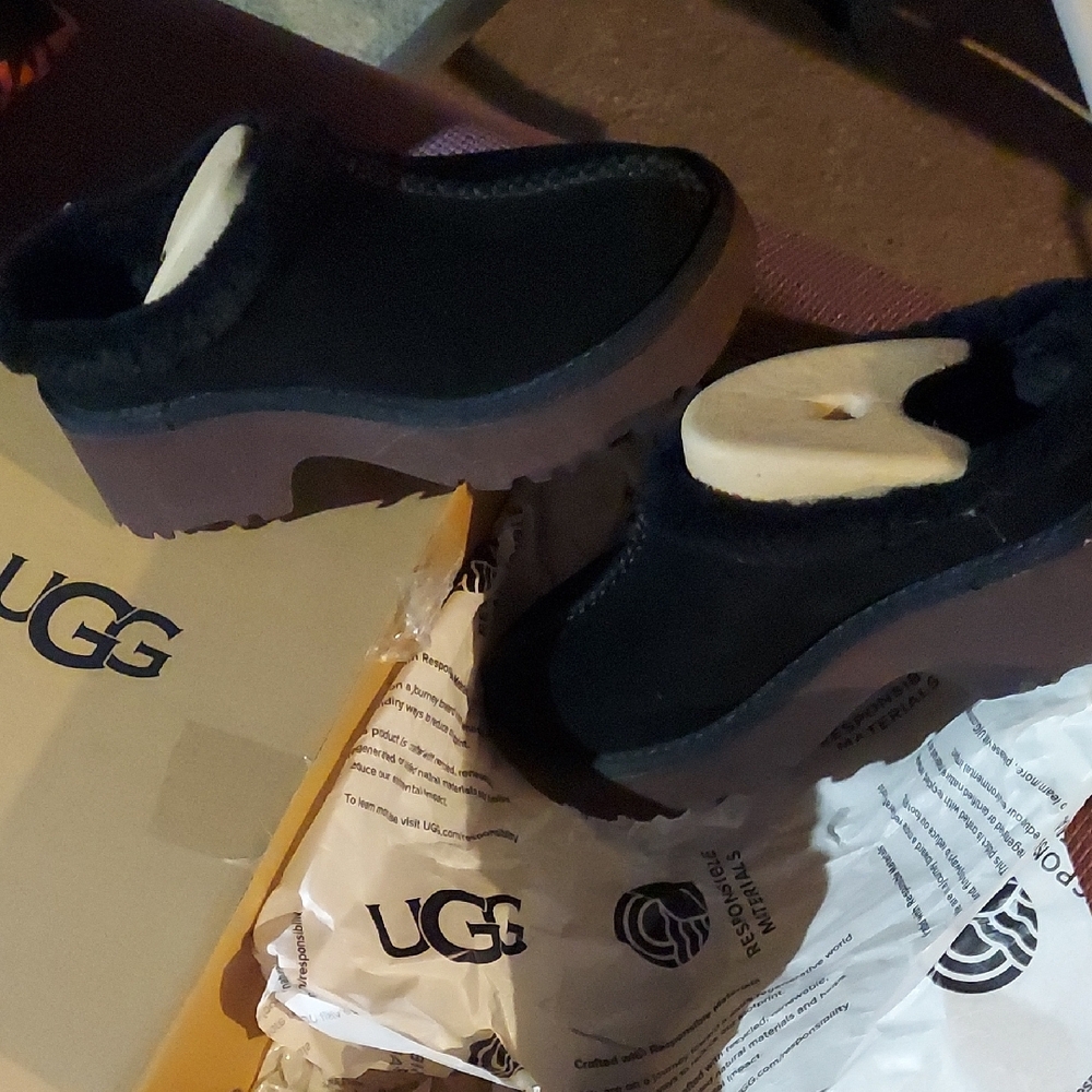 UGG Black Suede Clogs
